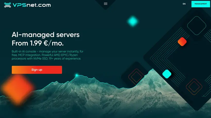 VPSnet homepage screenshot