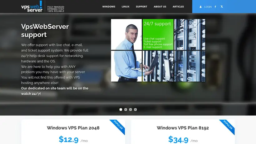 VPS Web Server homepage screenshot