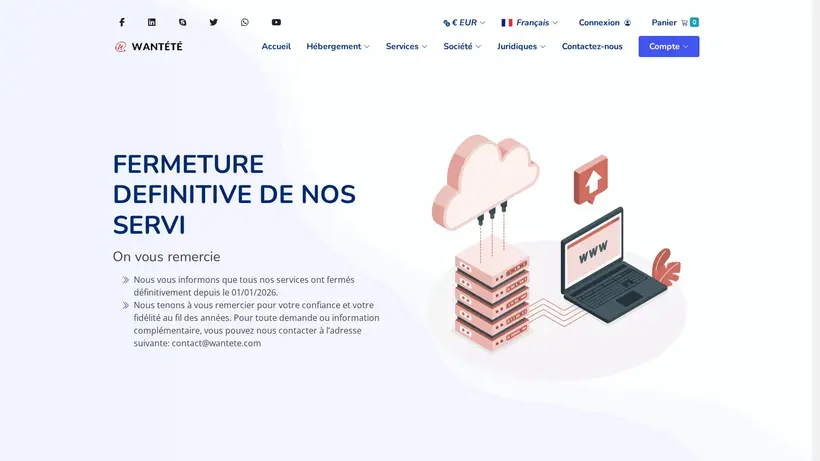 Wantete homepage screenshot