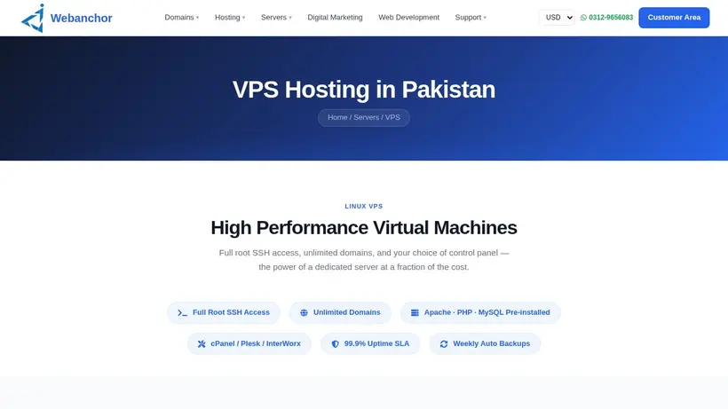 WebAnchor homepage screenshot