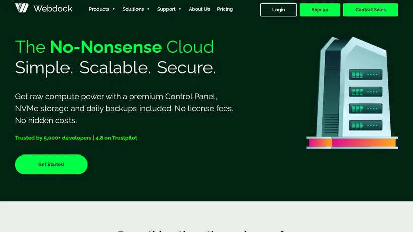 Web Dock homepage screenshot