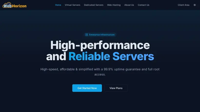 Web Horizon homepage screenshot