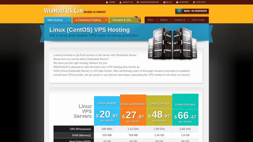 Web Host US homepage screenshot