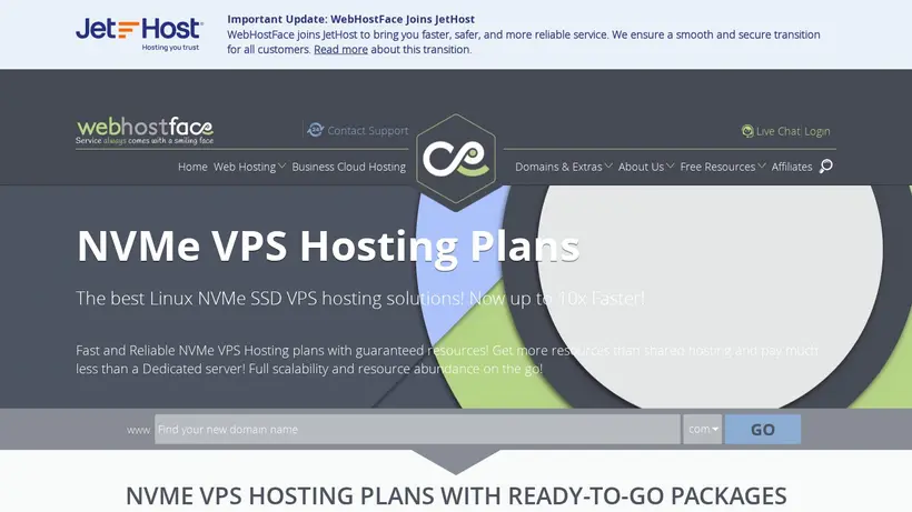 WebHostFace homepage screenshot
