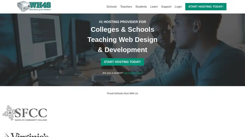 Web Hosting for Students homepage screenshot