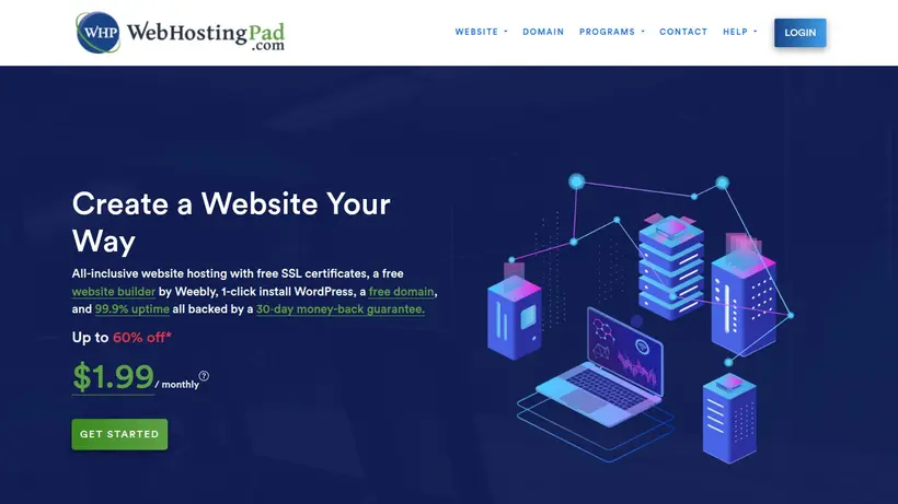 Web Hosting Pad homepage screenshot