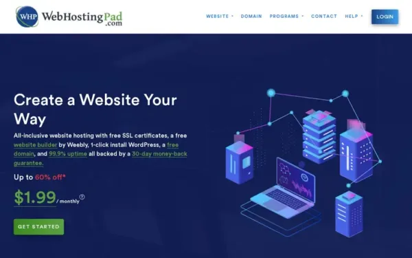 Web Hosting Pad homepage screenshot