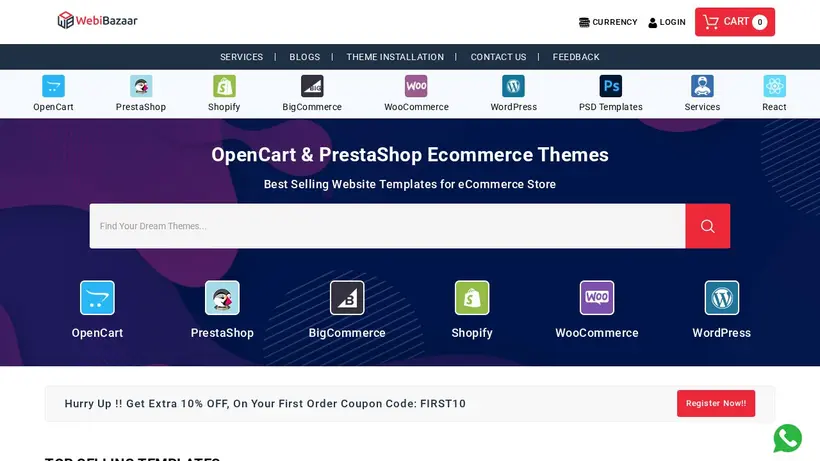 Webibazaar homepage screenshot