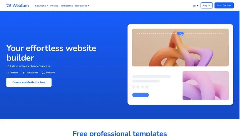 Weblium homepage screenshot