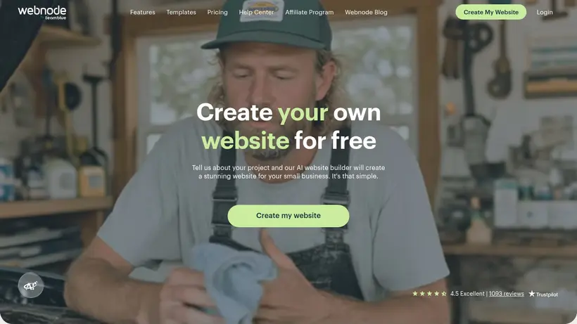WebNode.in homepage screenshot