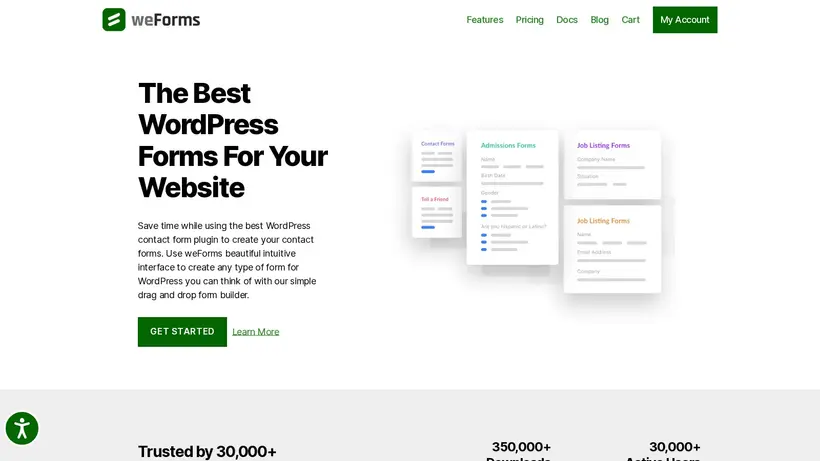 weForms Pro homepage screenshot
