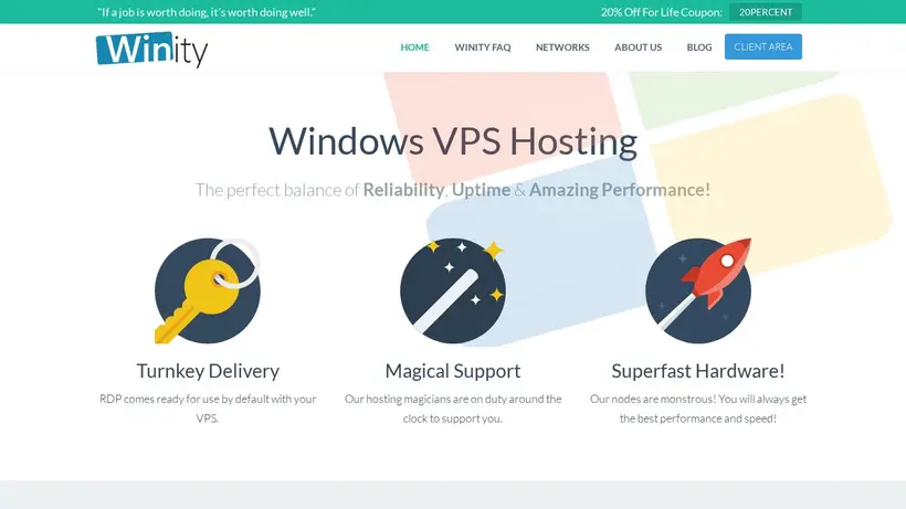 Winity homepage screenshot