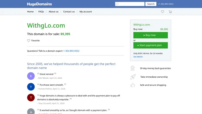 With Glo homepage screenshot