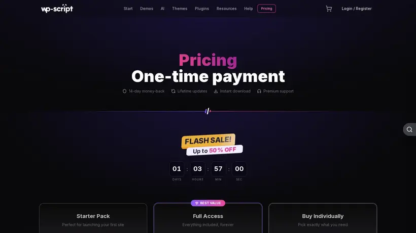 WP Script homepage screenshot