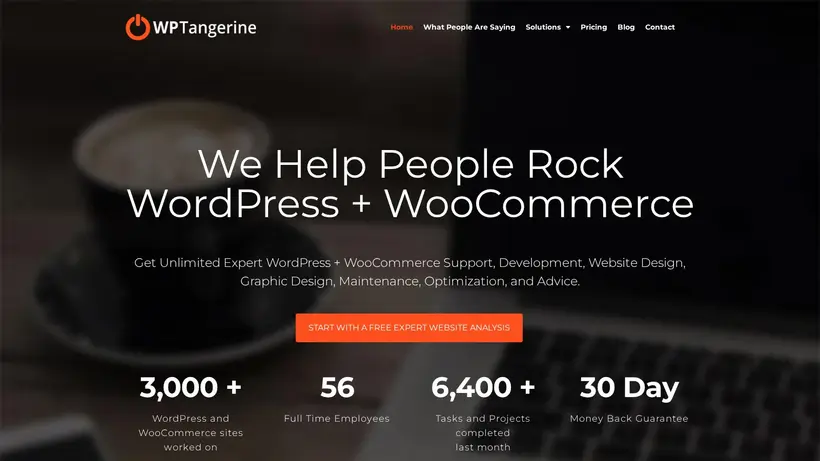 WP Tangerine homepage screenshot