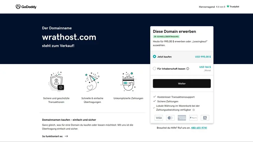 Wrathost homepage screenshot