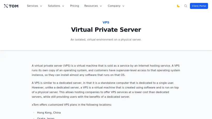 xTom homepage screenshot