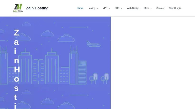 Zain Hosting homepage screenshot