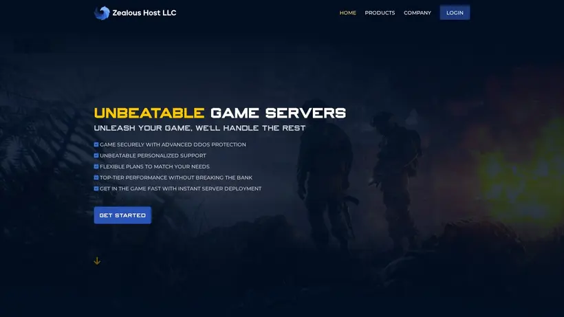 Zealous Host homepage screenshot