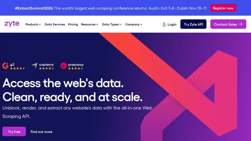 Zyte homepage screenshot