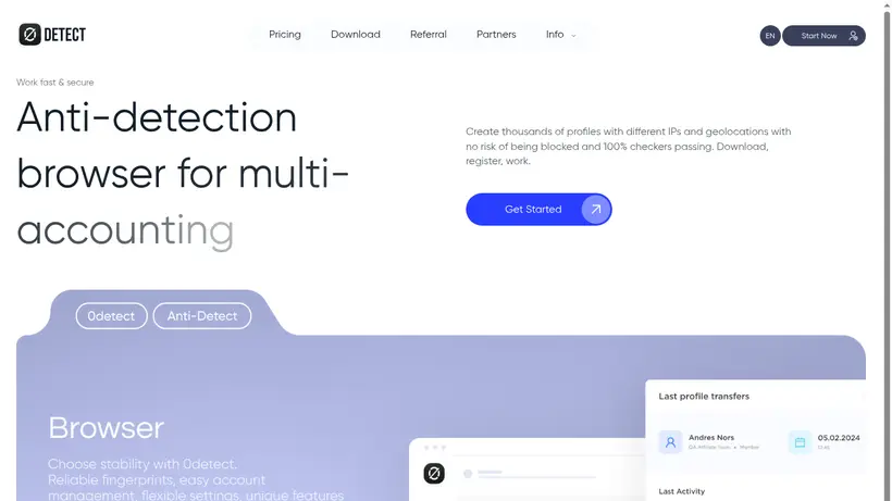 0Detect homepage screenshot
