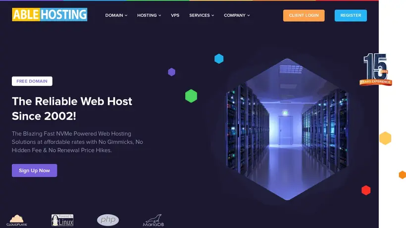 Able Hosting homepage screenshot