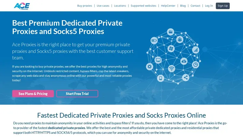 Ace Proxies homepage screenshot