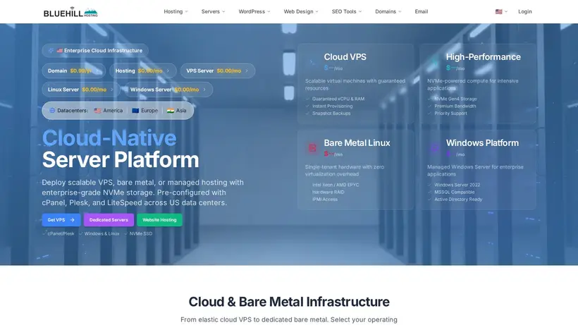 Blue Hill Hosting homepage screenshot