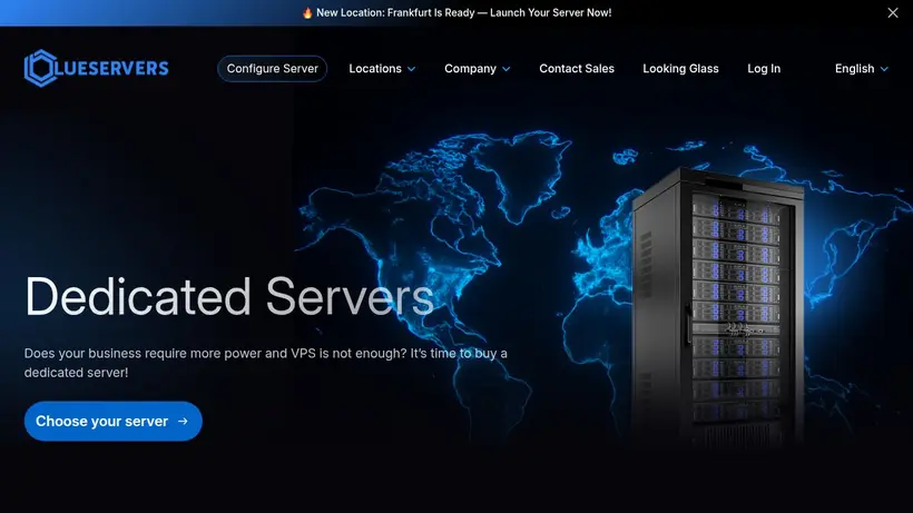 BlueServers.com homepage screenshot
