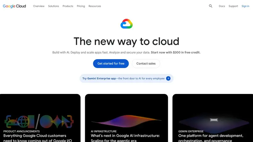 Cloud.Google homepage screenshot