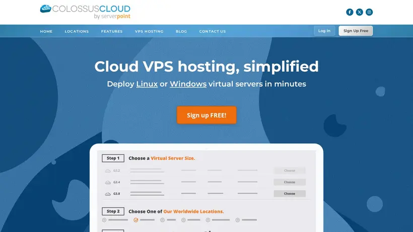 ColossusCloud homepage screenshot