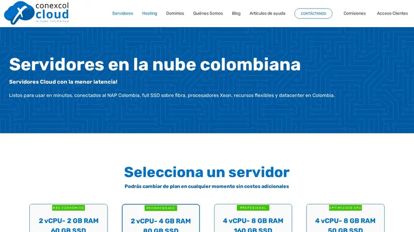 Conexcol homepage screenshot