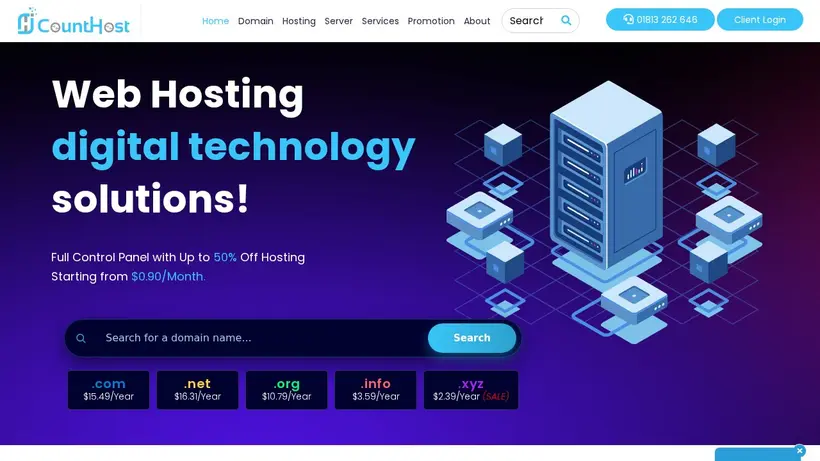 Count Host homepage screenshot
