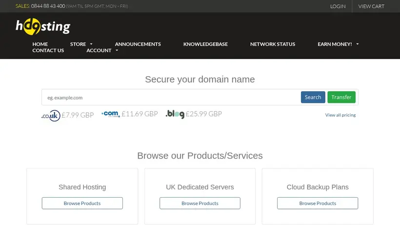 D9 Clients homepage screenshot