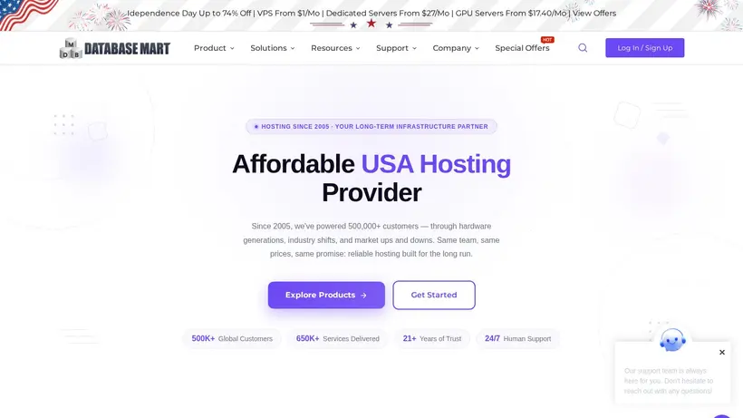 Database Mart homepage screenshot