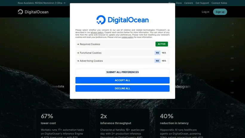 Digital Ocean homepage screenshot