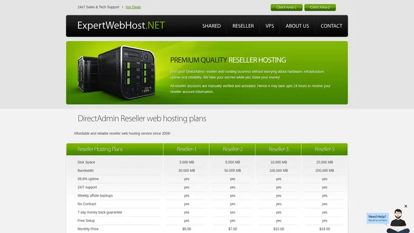 Expert Web Host homepage screenshot