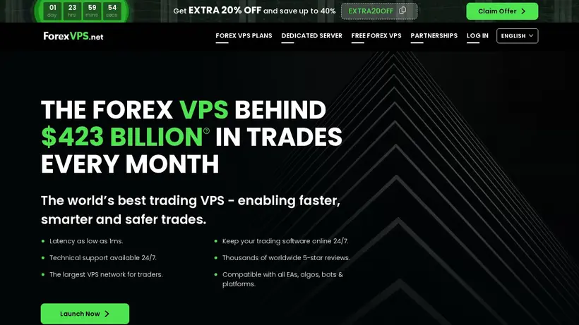 ForexVPS.net homepage screenshot
