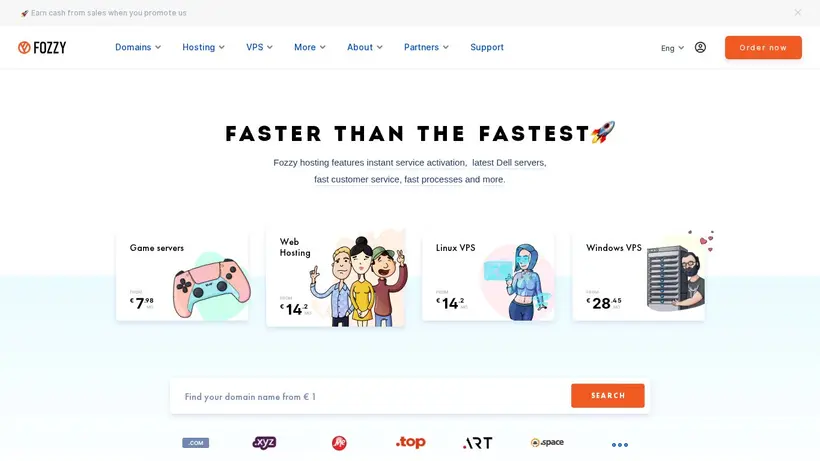 Fozzy Hosting homepage screenshot