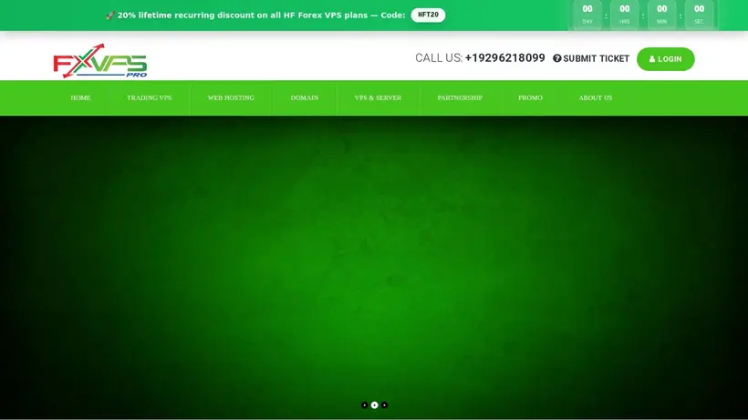 FX VPS Pro homepage screenshot