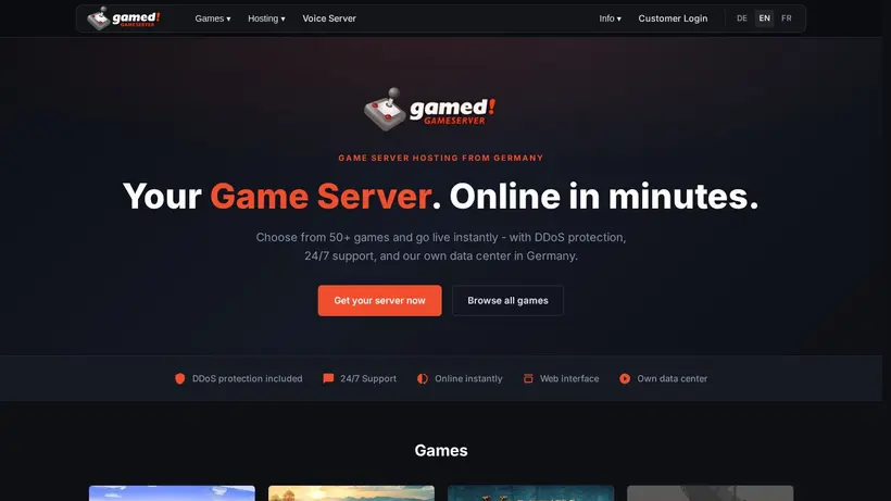 Gamed! De homepage screenshot