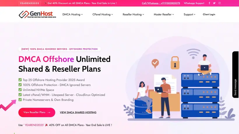 Genhost.in homepage screenshot