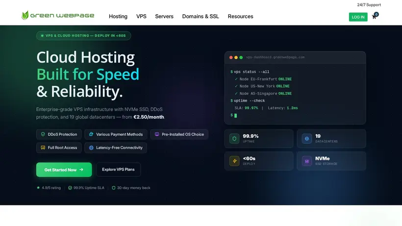 GreenWebpage homepage screenshot