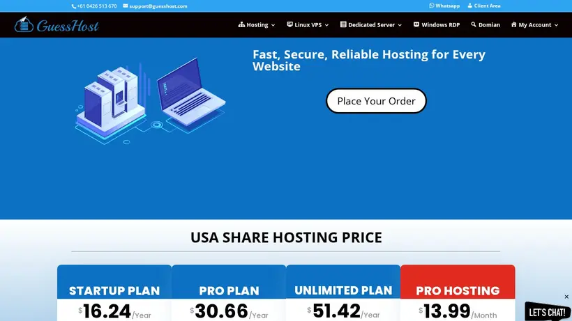 Guess Host homepage screenshot