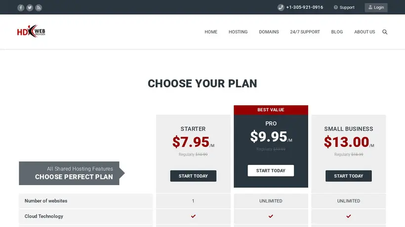 HD Web Provider homepage screenshot