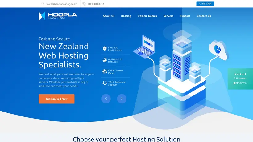 Hoopla Hosting homepage screenshot