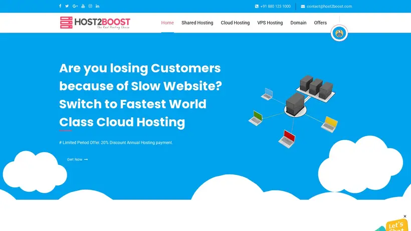 Host2Boost homepage screenshot