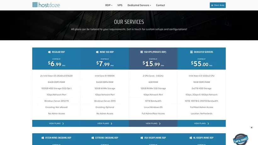 Host Doze homepage screenshot