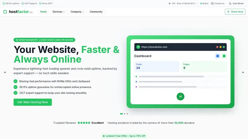 Host Factor homepage screenshot