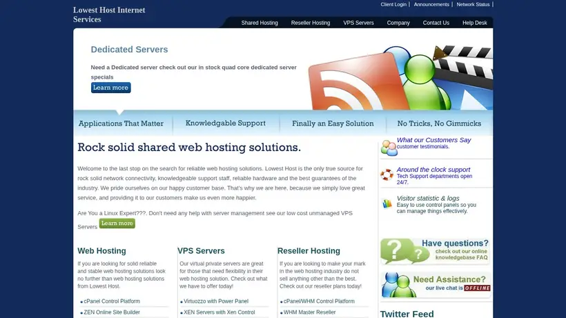 Hosting Big homepage screenshot